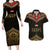 Ankh Eye of Horus Egypt Couples Matching Long Sleeve Bodycon Dress and Hawaiian Shirt with Ancient Black Gold Hieroglyph Spirit