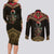 Ankh Eye of Horus Egypt Couples Matching Long Sleeve Bodycon Dress and Long Sleeve Button Shirt with Ancient Black Gold Hieroglyph Spirit