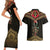 Ankh Eye of Horus Egypt Couples Matching Short Sleeve Bodycon Dress and Hawaiian Shirt with Ancient Black Gold Hieroglyph Spirit
