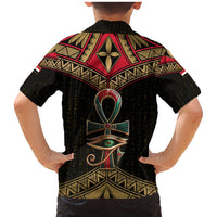Ankh Eye of Horus Egypt Family Matching Mermaid Dress and Hawaiian Shirt with Ancient Black Gold Hieroglyph Spirit