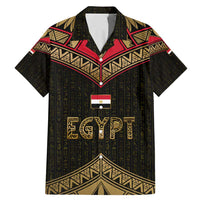 Ankh Eye of Horus Egypt Family Matching Mermaid Dress and Hawaiian Shirt with Ancient Black Gold Hieroglyph Spirit