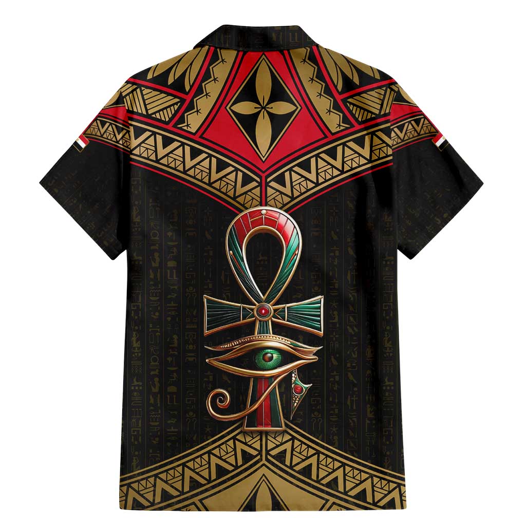 Ankh Eye of Horus Egypt Family Matching Mermaid Dress and Hawaiian Shirt with Ancient Black Gold Hieroglyph Spirit