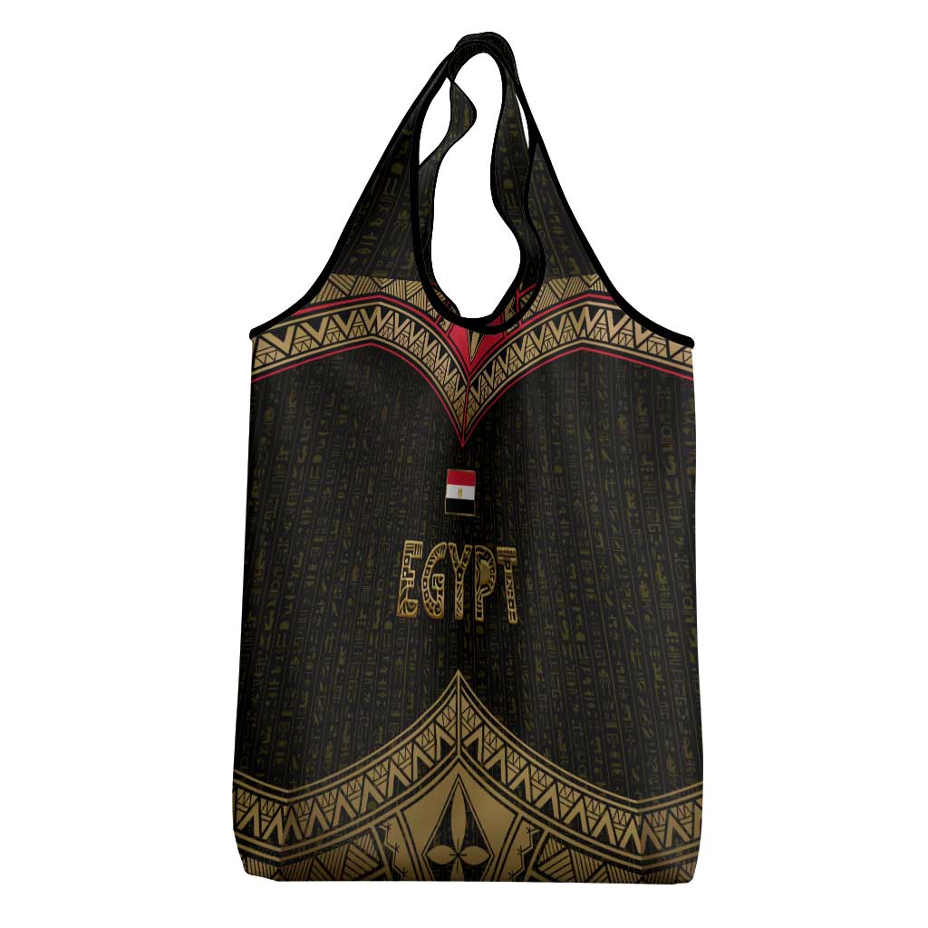 Ankh Eye of Horus Egypt Grocery Bag with Ancient Black Gold Hieroglyph Spirit