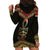 Ankh Eye of Horus Egypt Hoodie Dress with Ancient Black Gold Hieroglyph Spirit
