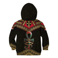 Ankh Eye of Horus Egypt Kid Hoodie with Ancient Black Gold Hieroglyph Spirit