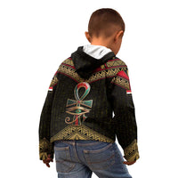 Ankh Eye of Horus Egypt Kid Hoodie with Ancient Black Gold Hieroglyph Spirit