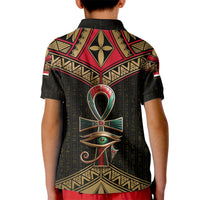 Ankh Eye of Horus Egypt Kid Polo Shirt with Ancient Black Gold Hieroglyph Spirit
