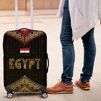 Ankh Eye of Horus Egypt Luggage Cover with Ancient Black Gold Hieroglyph Spirit