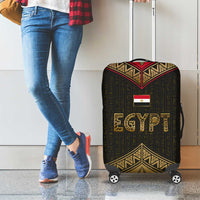 Ankh Eye of Horus Egypt Luggage Cover with Ancient Black Gold Hieroglyph Spirit