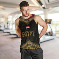 Ankh Eye of Horus Egypt Men Tank Top with Ancient Black Gold Hieroglyph Spirit