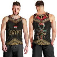 Ankh Eye of Horus Egypt Men Tank Top with Ancient Black Gold Hieroglyph Spirit