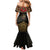 Ankh Eye of Horus Egypt Mermaid Dress with Ancient Black Gold Hieroglyph Spirit