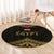 Ankh Eye of Horus Egypt Round Carpet with Ancient Black Gold Hieroglyph Spirit