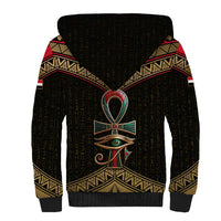 Ankh Eye of Horus Egypt Sherpa Hoodie with Ancient Black Gold Hieroglyph Spirit