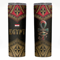 Ankh Eye of Horus Egypt Skinny Tumbler with Ancient Black Gold Hieroglyph Spirit