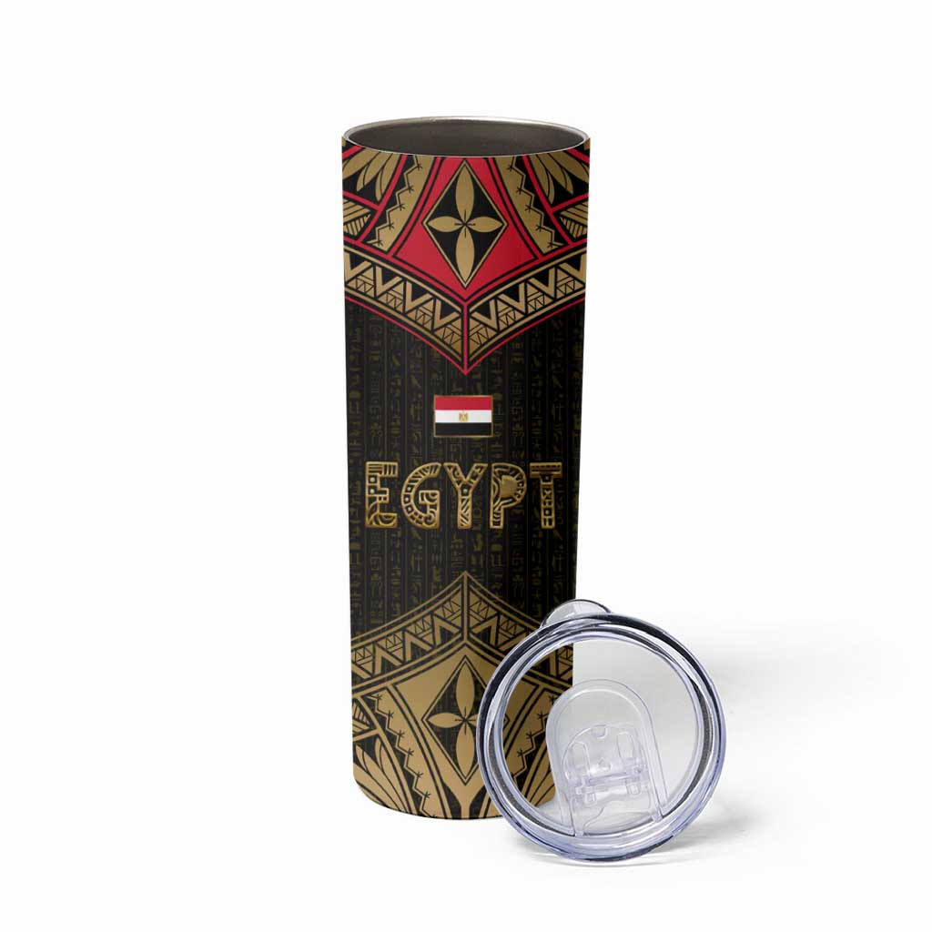Ankh Eye of Horus Egypt Skinny Tumbler with Ancient Black Gold Hieroglyph Spirit