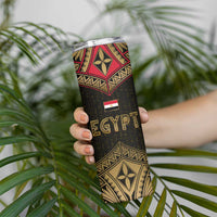 Ankh Eye of Horus Egypt Skinny Tumbler with Ancient Black Gold Hieroglyph Spirit