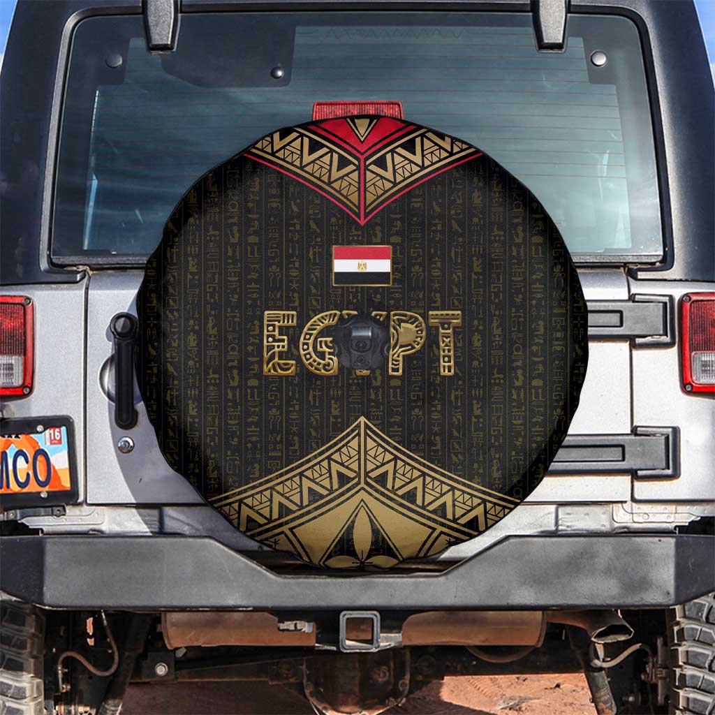 Ankh Eye of Horus Egypt Spare Tire Cover with Ancient Black Gold Hieroglyph Spirit