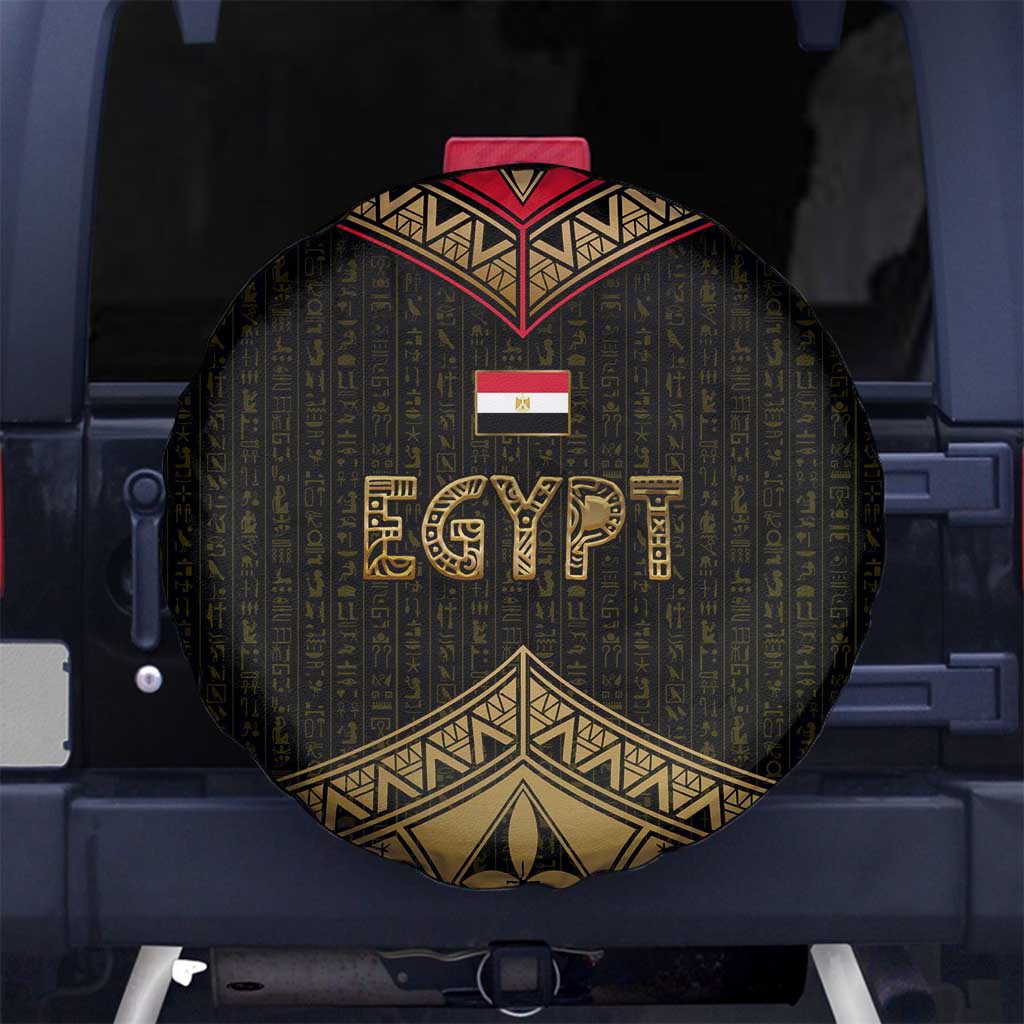 Ankh Eye of Horus Egypt Spare Tire Cover with Ancient Black Gold Hieroglyph Spirit