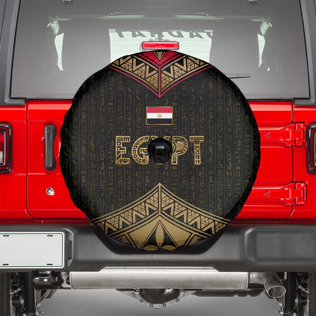 Ankh Eye of Horus Egypt Spare Tire Cover with Ancient Black Gold Hieroglyph Spirit