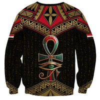 Ankh Eye of Horus Egypt Sweatshirt with Ancient Black Gold Hieroglyph Spirit
