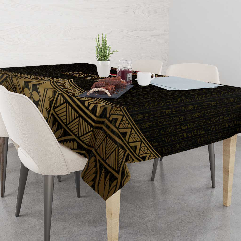 Ankh Eye of Horus Egypt Tablecloth with Ancient Black Gold Hieroglyph Spirit