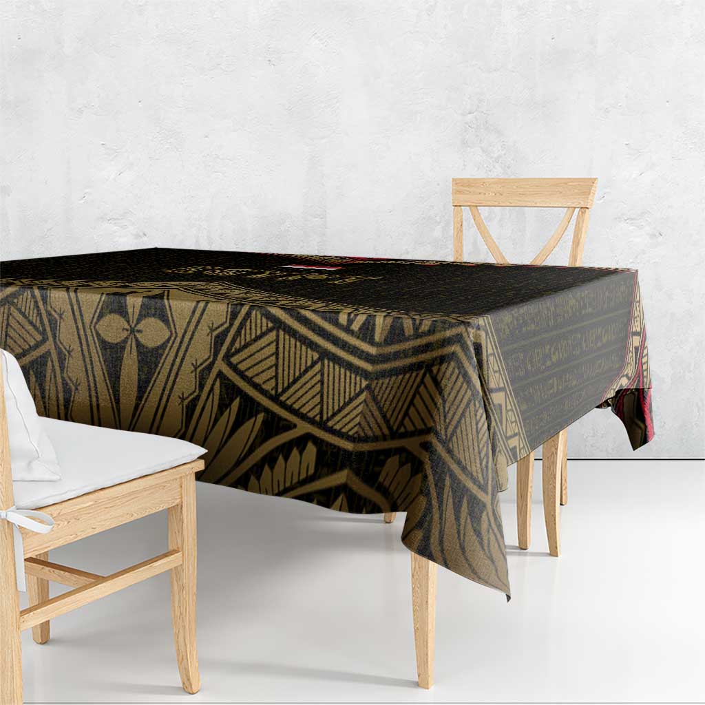 Ankh Eye of Horus Egypt Tablecloth with Ancient Black Gold Hieroglyph Spirit