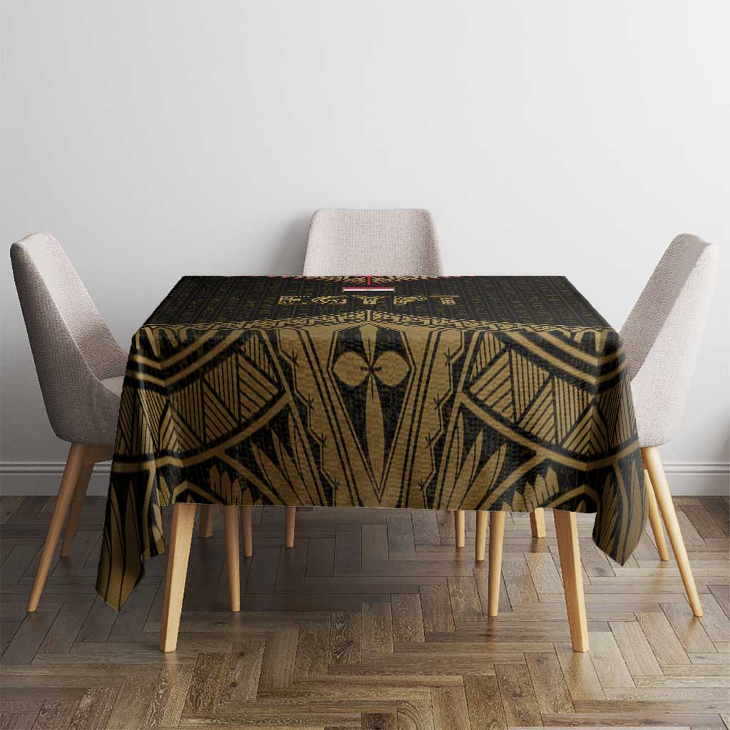 Ankh Eye of Horus Egypt Tablecloth with Ancient Black Gold Hieroglyph Spirit