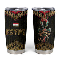 Ankh Eye of Horus Egypt Tumbler Cup with Ancient Black Gold Hieroglyph Spirit