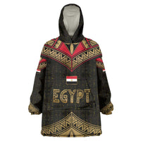 Ankh Eye of Horus Egypt Wearable Blanket Hoodie with Ancient Black Gold Hieroglyph Spirit