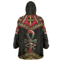 Ankh Eye of Horus Egypt Wearable Blanket Hoodie with Ancient Black Gold Hieroglyph Spirit