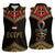 Ankh Eye of Horus Egypt Women Sleeveless Polo Shirt with Ancient Black Gold Hieroglyph Spirit