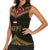 Ankh Eye of Horus Egypt Women Sleeveless Polo Shirt with Ancient Black Gold Hieroglyph Spirit