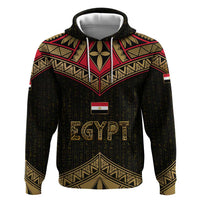 Ankh Eye of Horus Egypt Zip Hoodie with Ancient Black Gold Hieroglyph Spirit
