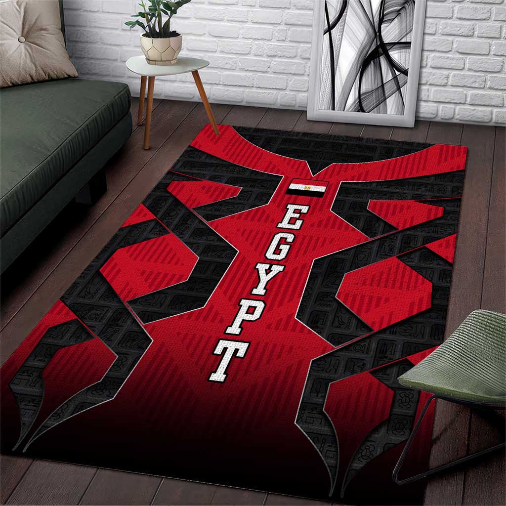 Egypt Flag Emblem Area Rug with Red Black Bold Spirit