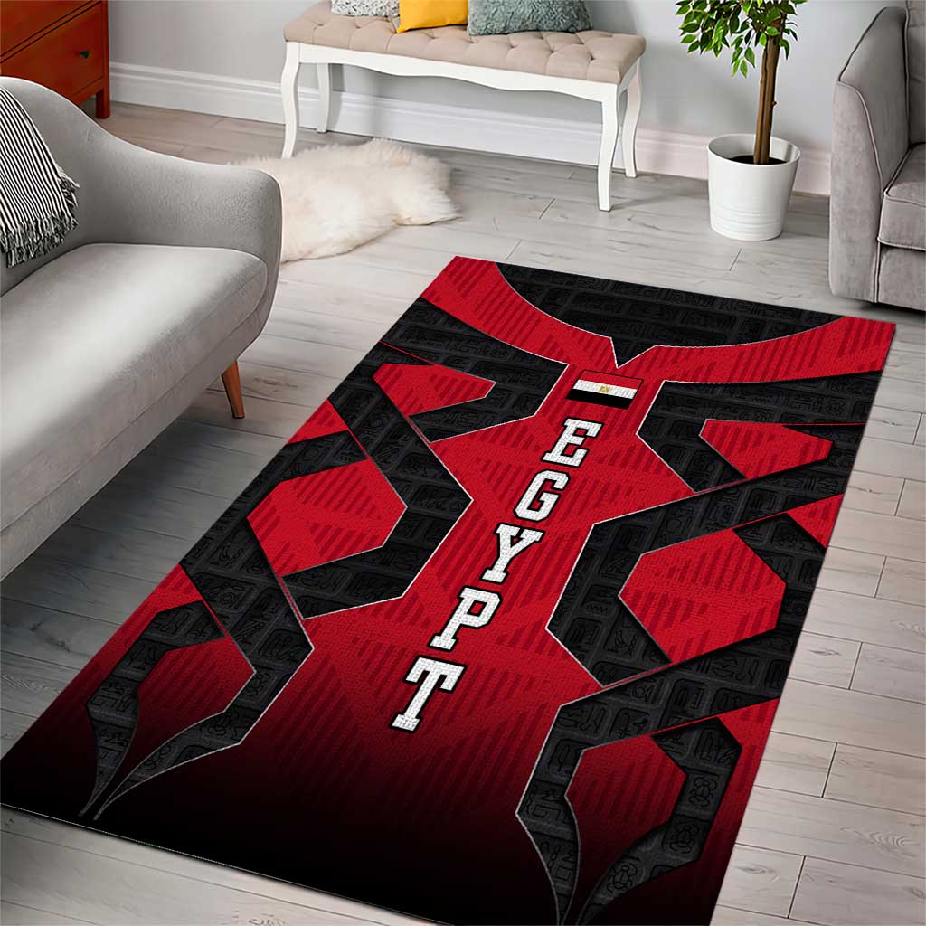 Egypt Flag Emblem Area Rug with Red Black Bold Spirit