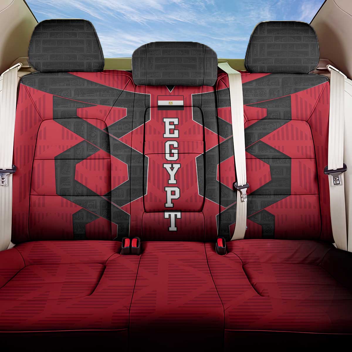 Egypt Flag Emblem Back Car Seat Cover with Red Black Bold Spirit