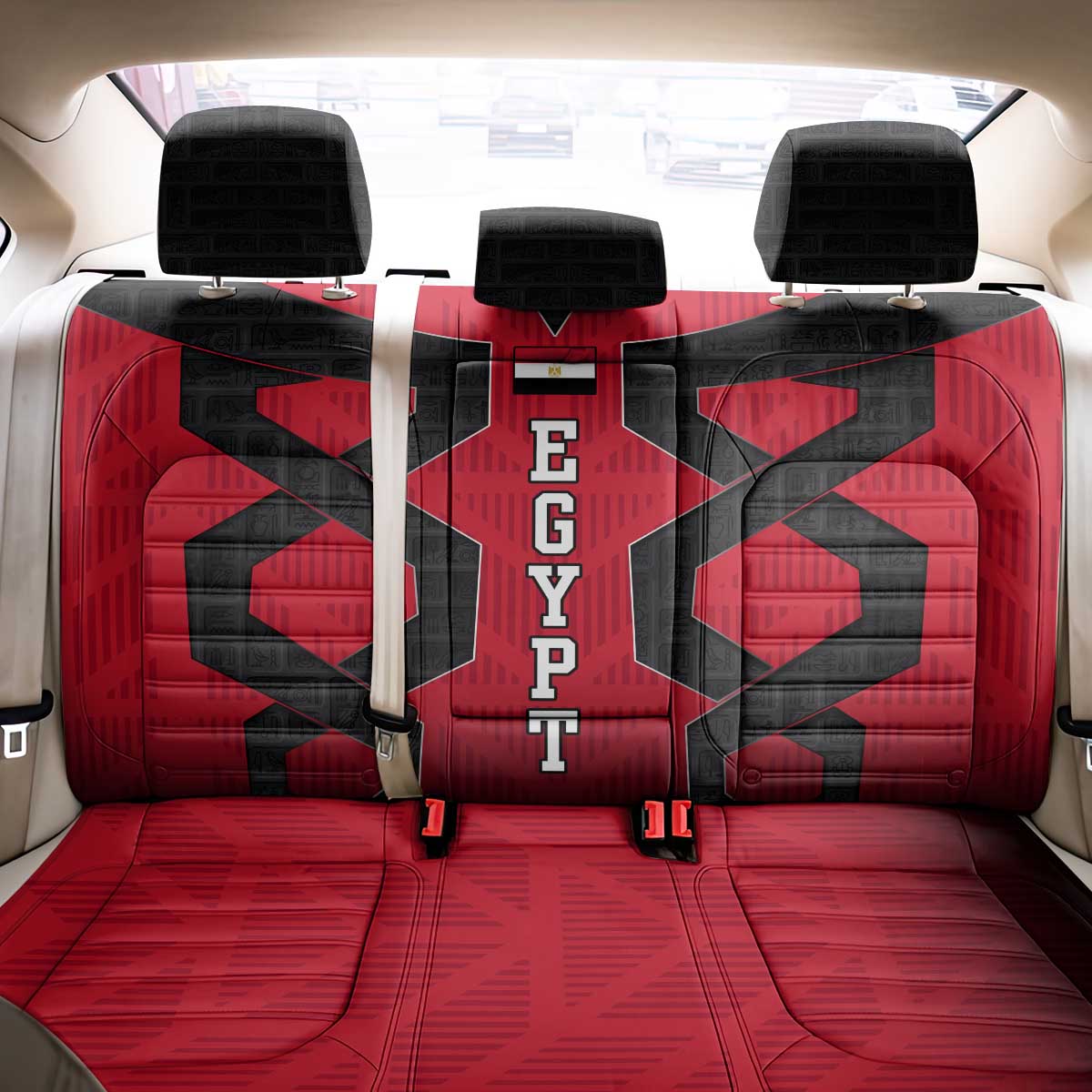 Egypt Flag Emblem Back Car Seat Cover with Red Black Bold Spirit