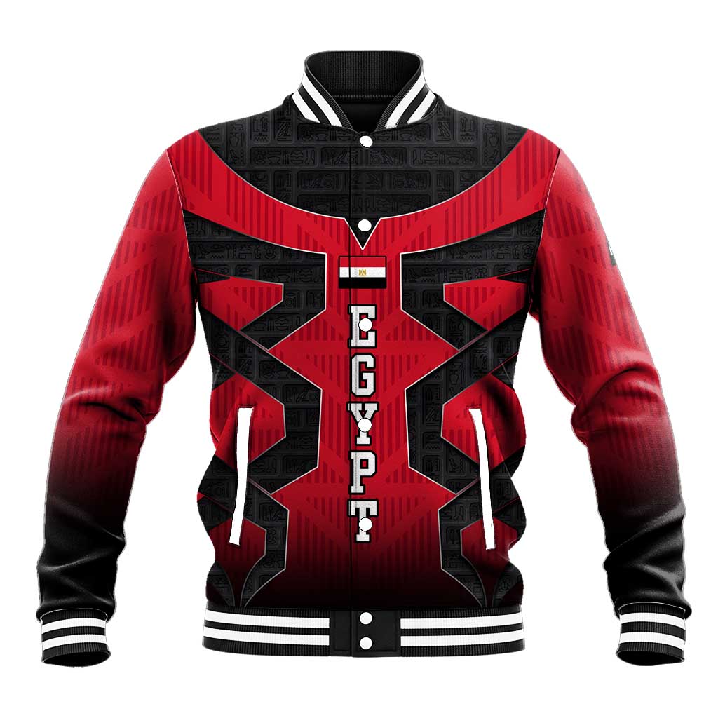 Egypt Flag Emblem Baseball Jacket with Red Black Bold Spirit