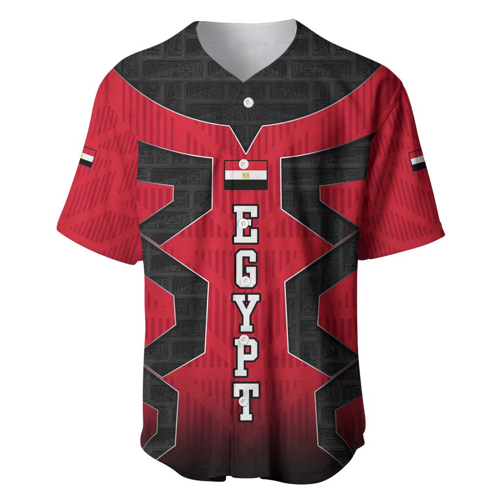 Egypt Flag Emblem Baseball Jersey with Red Black Bold Spirit