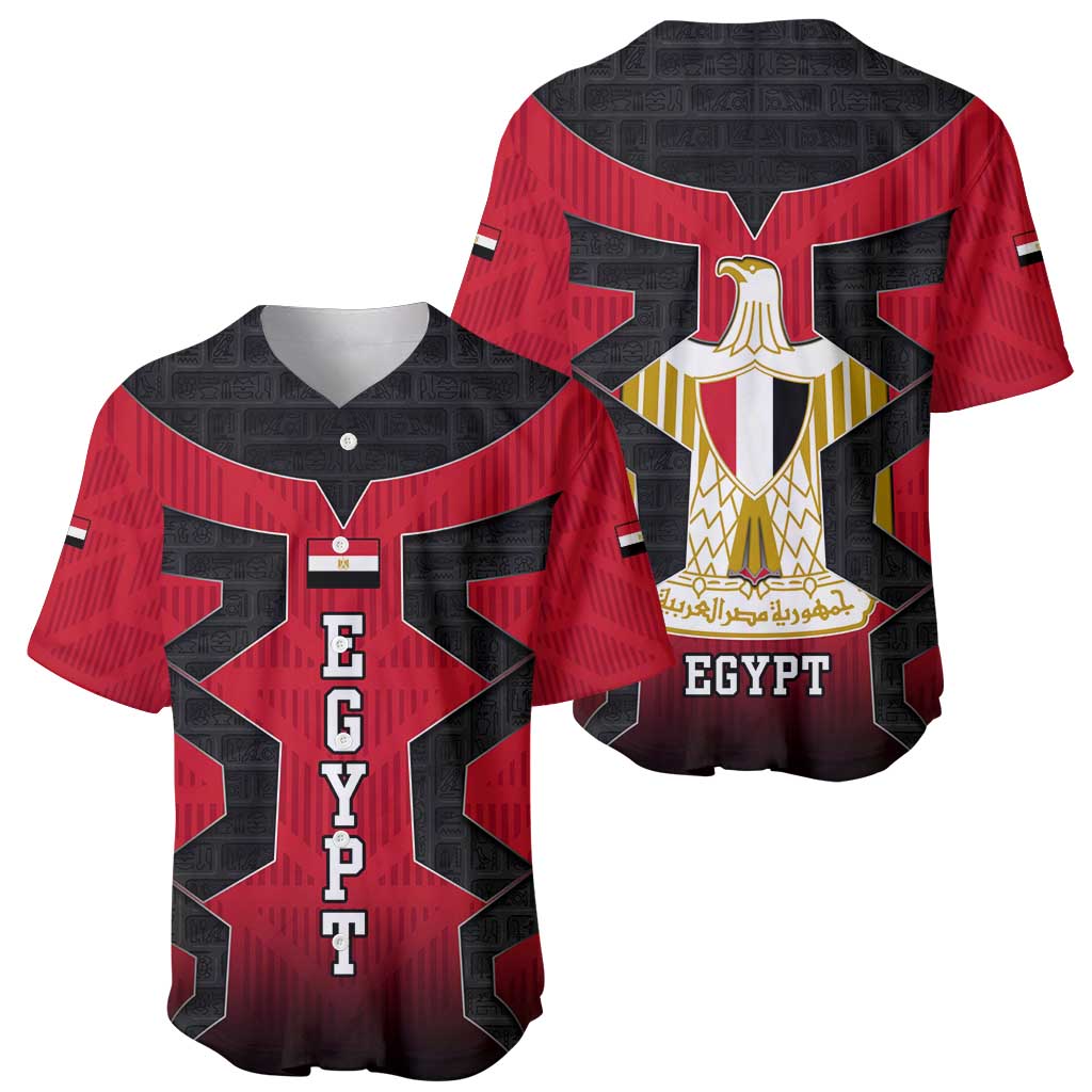 Egypt Flag Emblem Baseball Jersey with Red Black Bold Spirit