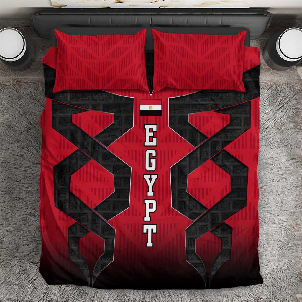 Egypt Flag Emblem Bedding Set with Red Black Bold Spirit