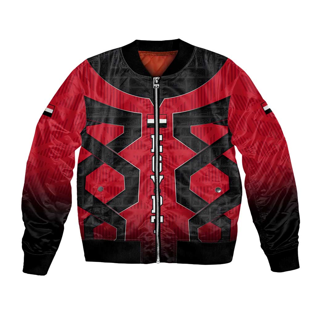 Egypt Flag Emblem Bomber Jacket with Red Black Bold Spirit