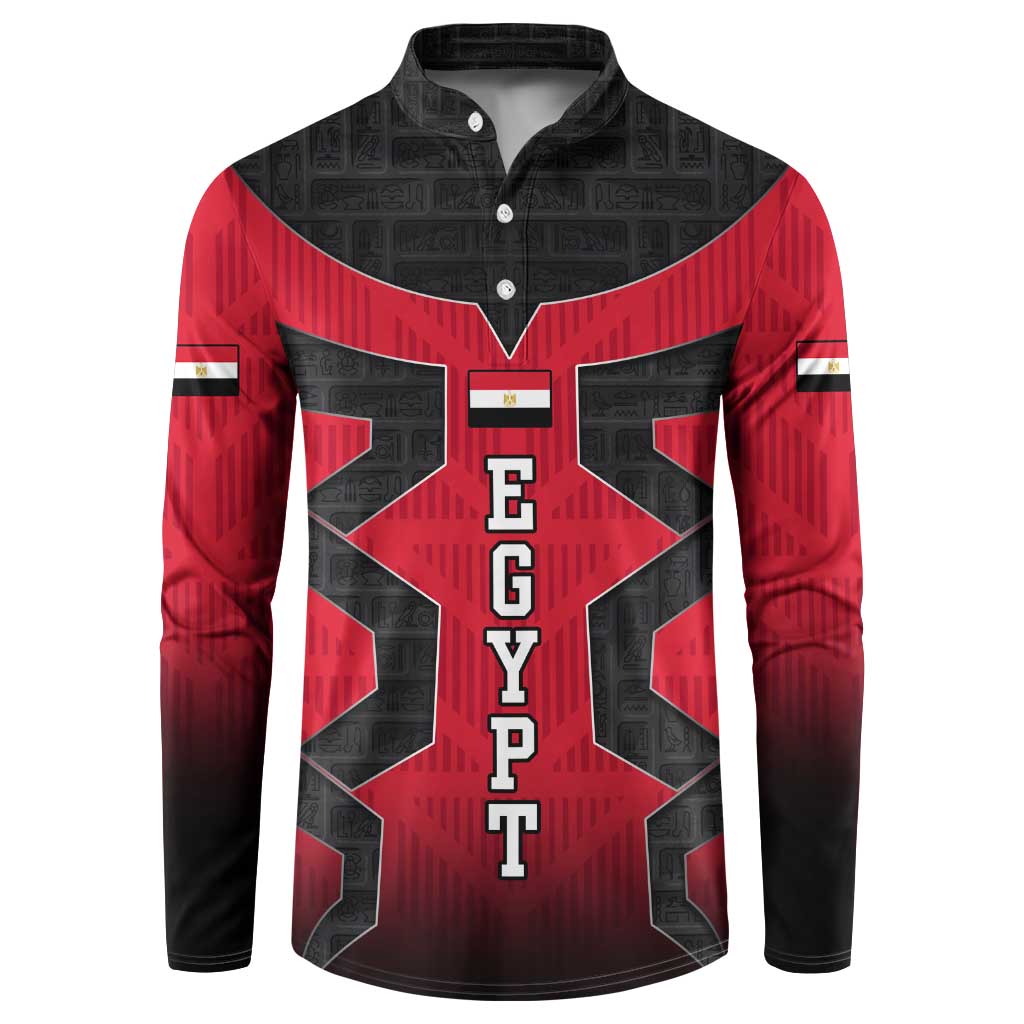 Egypt Flag Emblem Button Sweatshirt with Red Black Bold Spirit