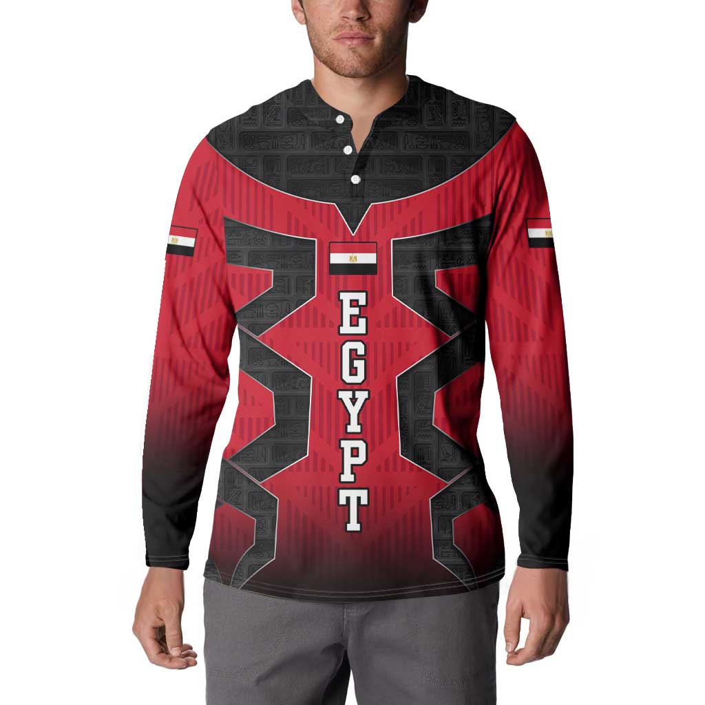 Egypt Flag Emblem Button Sweatshirt with Red Black Bold Spirit