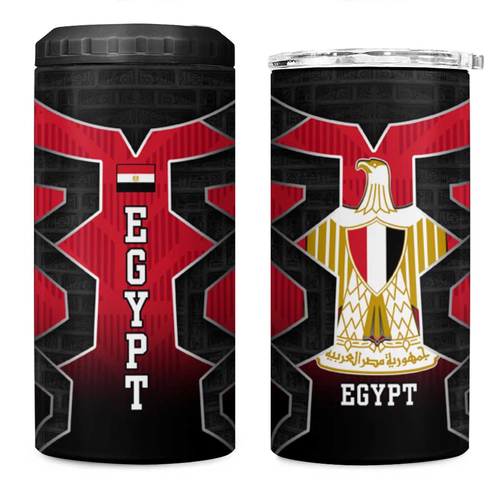 Egypt Flag Emblem 4 in 1 Can Cooler Tumbler with Red Black Bold Spirit