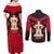 Egypt Flag Emblem Couples Matching Off Shoulder Maxi Dress and Long Sleeve Button Shirt with Red Black Bold Spirit