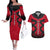 Egypt Flag Emblem Couples Matching Off The Shoulder Long Sleeve Dress and Hawaiian Shirt with Red Black Bold Spirit
