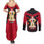 Egypt Flag Emblem Couples Matching Summer Maxi Dress and Long Sleeve Button Shirt with Red Black Bold Spirit