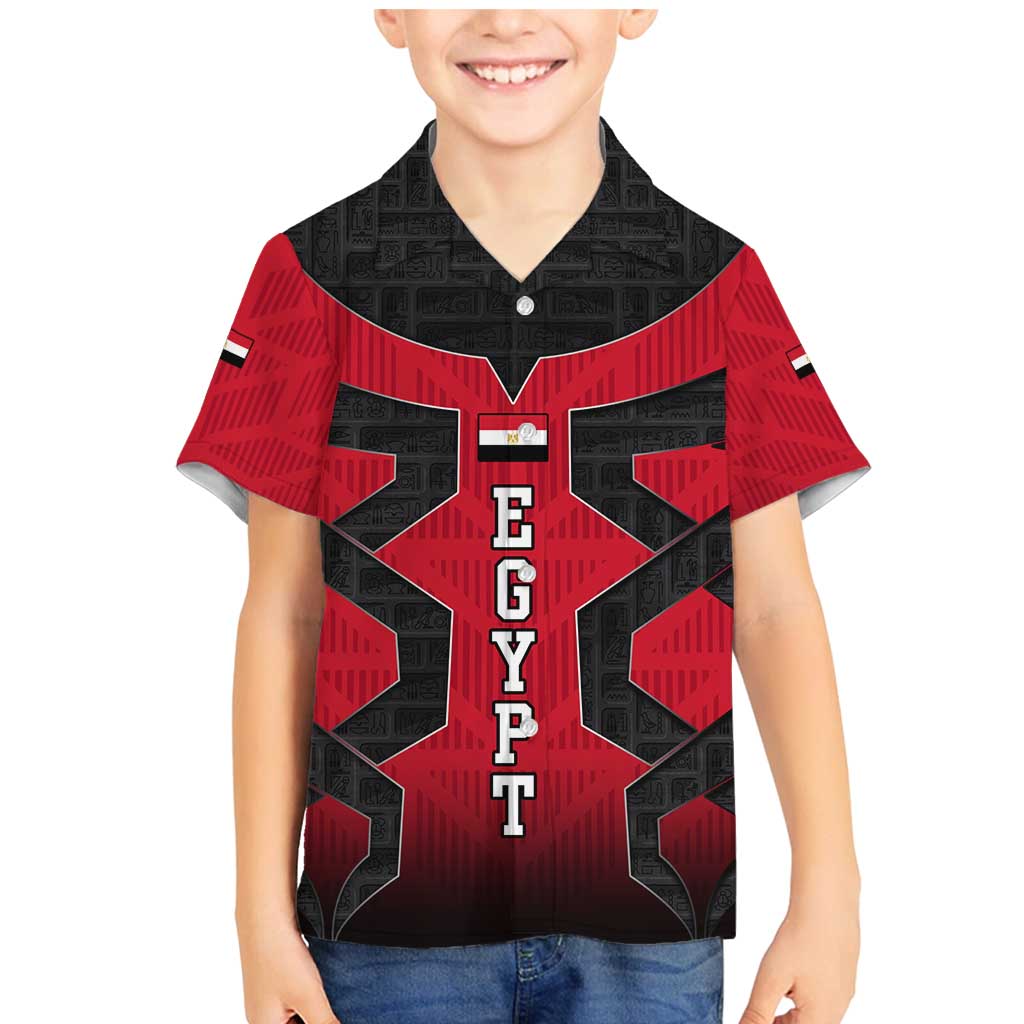 Egypt Flag Emblem Family Matching Mermaid Dress and Hawaiian Shirt with Red Black Bold Spirit